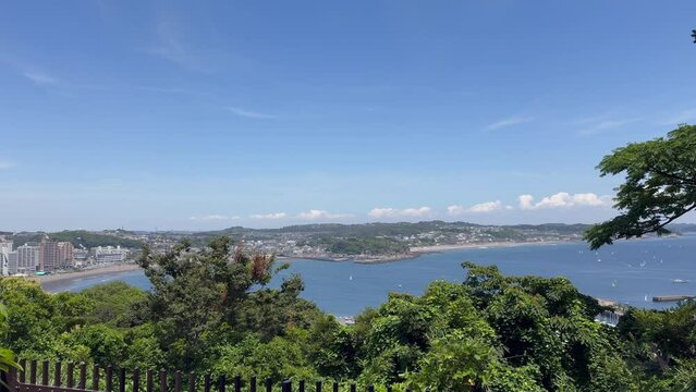Panoramic view from the island of Enoshima, a picturesque island located near the city of Kamakura