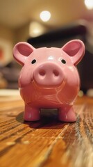 Charming Pink Piggy Bank with Fawn Toy Head