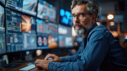 Obraz premium An Innovative Software Developer Creating A Sophisticated Transportation Management System, Revolutionizing How Goods And People Move