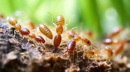 termites that come out to the surface after the rain fell. termite colonies mostly live below the surface of the land. these termites will turn into larons. macro photography.