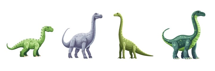 Naklejka premium Collection of brachiosaurus isolated on transparent background. Generated AI