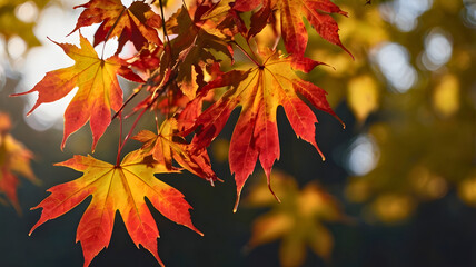 Fototapeta premium Elegant Autumn Web Banner Maple Leaves & Year-End Events