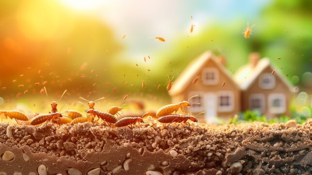 Illustrated comparison of natural termite remedies versus hiring expert services, emphasizing benefits and drawbacks, with a focus on home protection