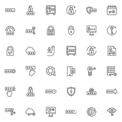 Security password line icons set