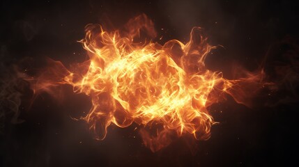 single fire spark, glowing intensely in the center of the frame, with its delicate tendrils of smoke swirling around it.