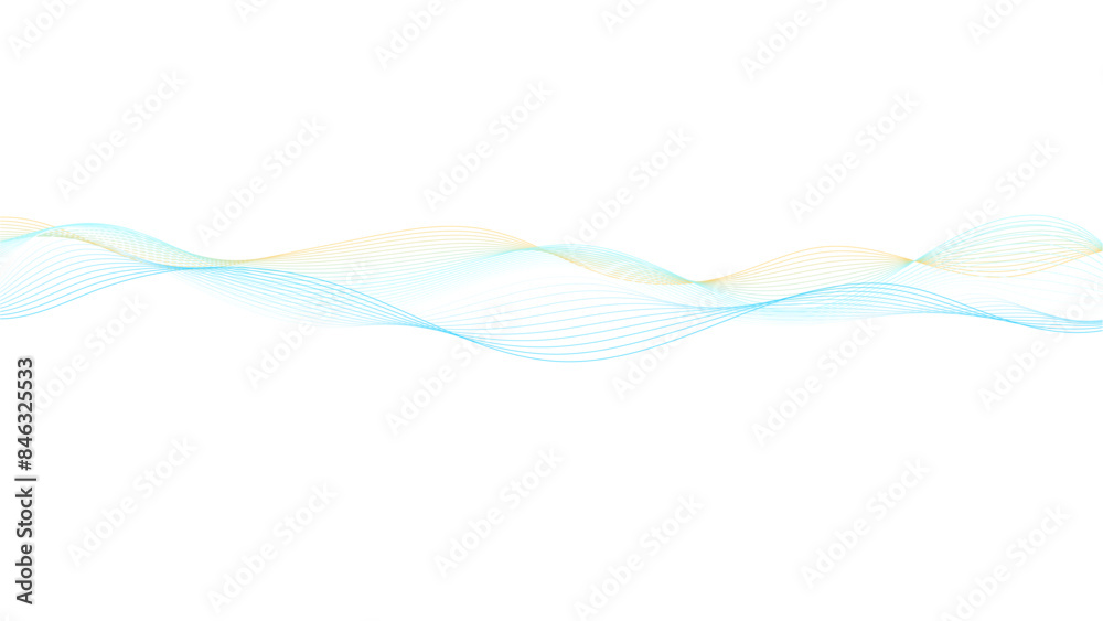 Wall mural colorful wave lines. blue, orange lines background. abstract blue and yellow wave geometric technolo