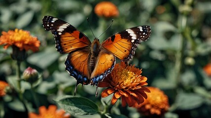 Butterflies perched on flowers in a flower garden