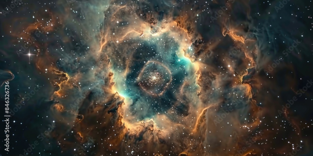 Canvas Prints a colorful nebula with a bright blue center