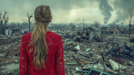 Fototapeta premium Providing Crisis Intervention In A Disaster Zone, A Resilient Social Worker Offers Immediate Support And Care, Helping People Recover From Traumatic Events