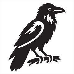 Common Raven bird vector art illustration