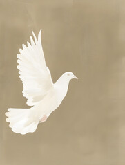 Obraz premium Stylized White Dove on a Minimalist Beige Background
