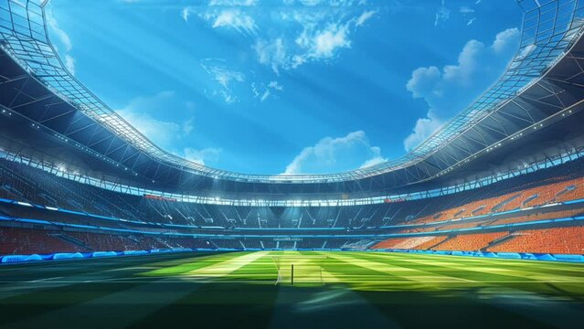 Football stadium during the day at the summer euro championship. seamless looping time-lapse animation background