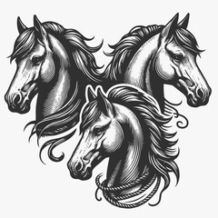 Horse illustration with engraving style