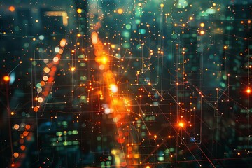 Obraz premium A mesmerizing digital artwork featuring a network of interconnected devices resembling a birds-eye view of a digital world