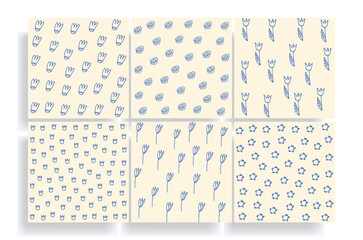 Hand-Drawn Doodle Vector Seamless Pattern Set
