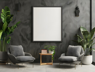Modern Interior Blank Poster Frame Mock-Up