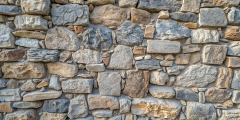 Fototapeta premium Ancient stone wall of an 18th century castle or fortress with weathered and cracked bricks in close up view