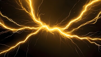Yellow electric spark lightening background yellow color copy space abstract electrical backdrop, banner poster header design
