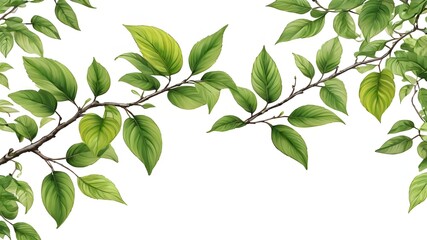 Obraz premium Floral leaves drawn with summer branches isolated white background