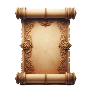 Old paper scroll ancient papyrus isolated on transparent background
