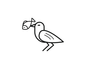 Bird eat fish icon vector symbol design illustration