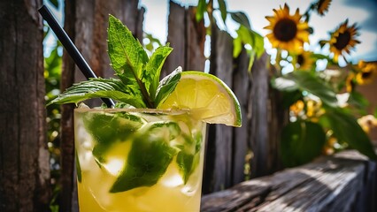 Empty wood table top and blur vintage ceramic tile pattern wall in background mock up template for display of your product