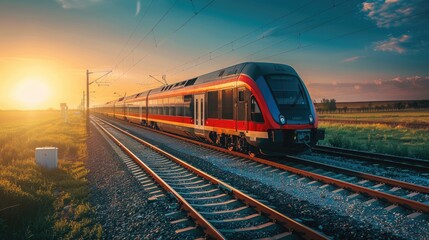 Naklejka premium Train in the presence of solar panels