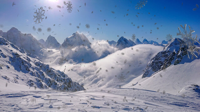 3D Snow 3 Styles Loop 2 Motion Overlay 4k 1:1 16:9 9:16