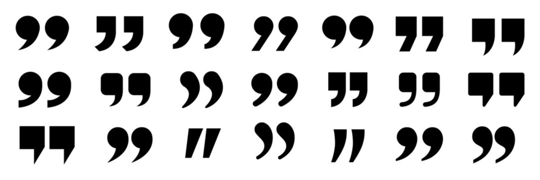 Set of quote mark, quotes icon vector sign design.