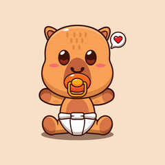 Cute baby capybara cartoon vector illustration
