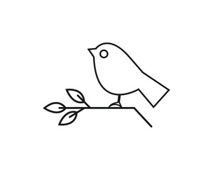 Bird on branch icon vector symbol design illustration.