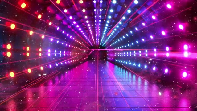 led light illumination tunnel background seamless looping overlay 4k virtual video animation background