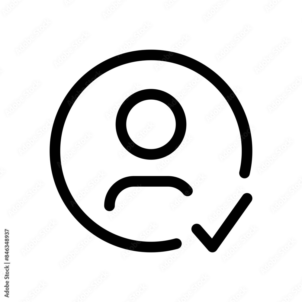 Poster profile check icon ideal for user verification and identification designs