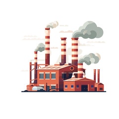  2D game art, cartoon flat design industrial buildings