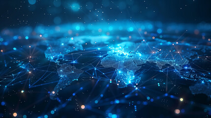 Abstract network vector concept with world globe. Internet and global connection background	
