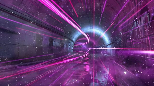 light trails in tunnel seamless looping overlay 4k virtual video animation background