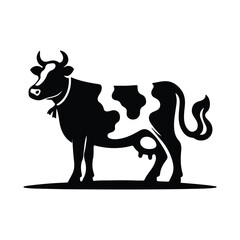 cow vector silhouette illustration with white background
