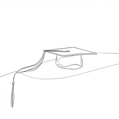 Hand drawn Kids drawing Cartoon Vector illustration mortarboard hat Isolated on White Background
