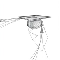 Hand drawn Kids drawing Cartoon Vector illustration mortarboard hat Isolated on White Background
