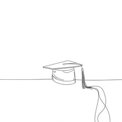 Hand drawn Kids drawing Cartoon Vector illustration mortarboard hat Isolated on White Background
