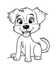 Fototapeta premium coloring page for kids cute dog cartoon style thick