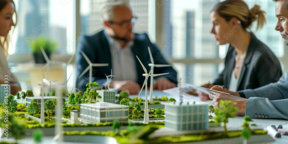 Poster scheduled meeting to discuss renewable energy solutions with professionals. agenda includes sustaina