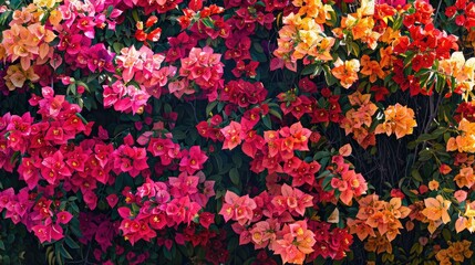Obraz premium Bougainvillea flowers in full bloom creating a colorful floral display