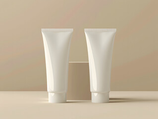 Front & Back Blank Cosmetic Cream Tube Packaging Mockup