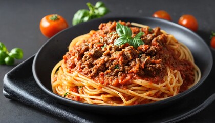 Delicious spaghetti with tomato and meat sauce