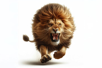 Obraz premium angry Lion running on my Isolated on white background