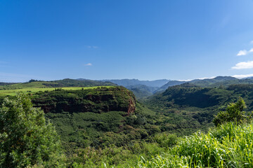 Kawaikini is the summit of the island's inactive central shield volcano, Mount Waialeale. Hanapepe Valley Lookout, Kauai, Hawaii. 
