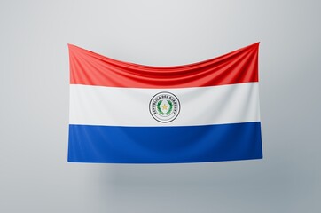 Paraguay Flag Waving Proudly. 3D Flag Banner Illustration image.