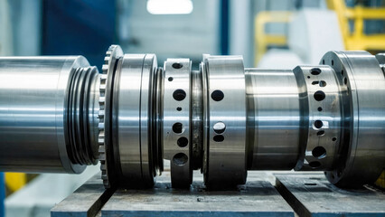 Industrial equipment in a factory. Industrial background of an oil refinery with pipes, valves and pumps