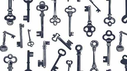 Obraz premium Some door keys aligned on old wooden surface, safety and security concept background